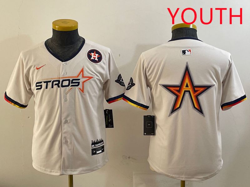 Youth Houston Astros Blank Cream three generations Joint Name 2025 Nike MLB Jersey style 4147